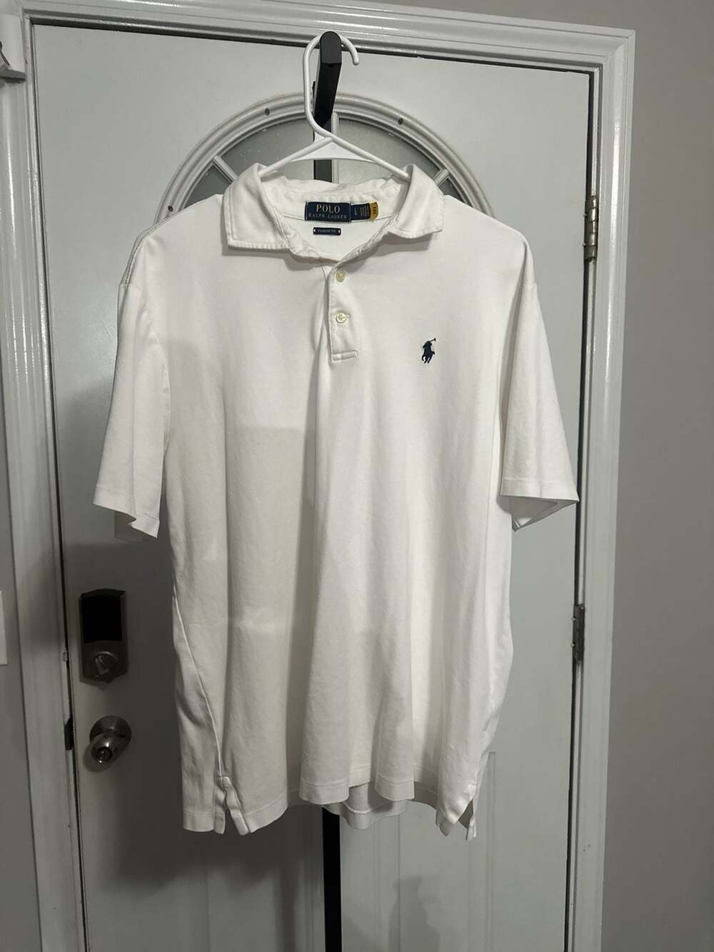 Polo Ralph Lauren Classic Fit White Piqué Polo Shirt Size L #395